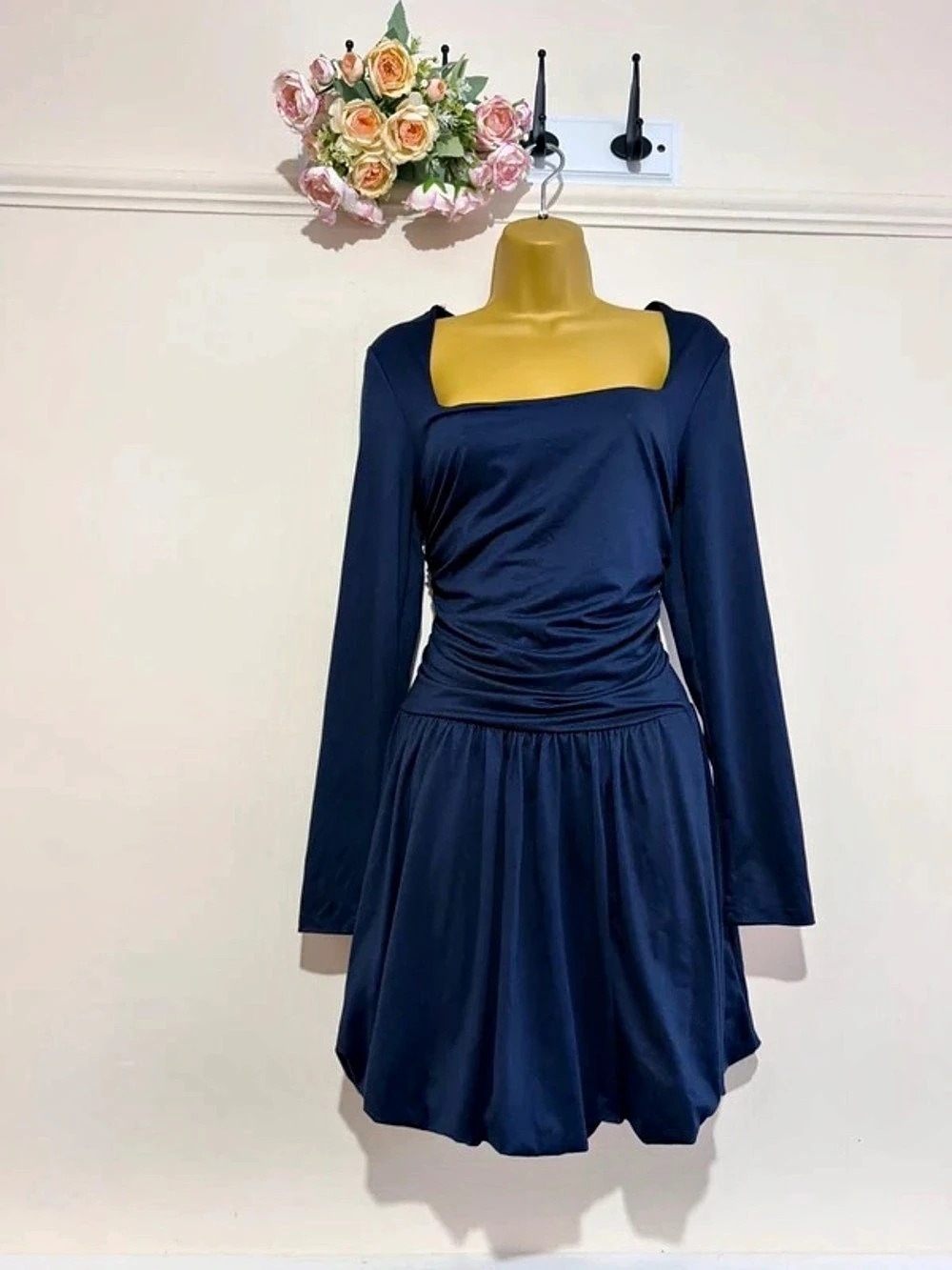 Long Sleeve Mini Dress in Blue Like New